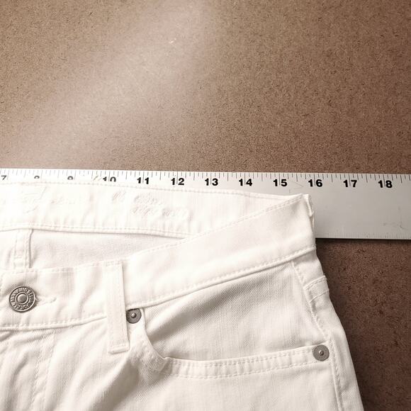 7 For All Mankind Slim Cigarette Jeans Wmns 29 White Tapered Clean Resort Summer - Picture 4 of 13